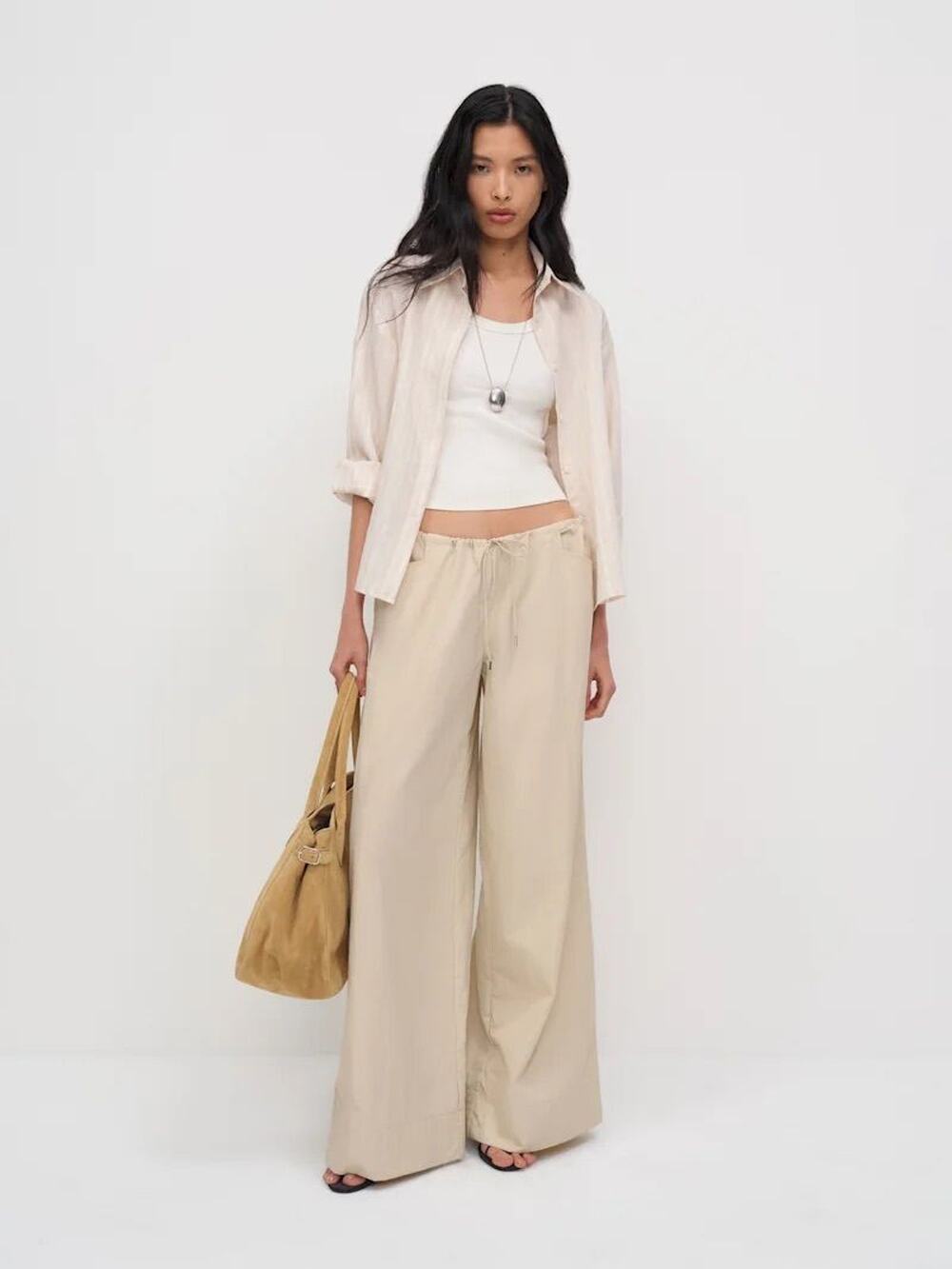 NWT Reformation Zian Bone Low Rise Wide Leg Pants Size L